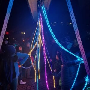 colorful ropes of light at night